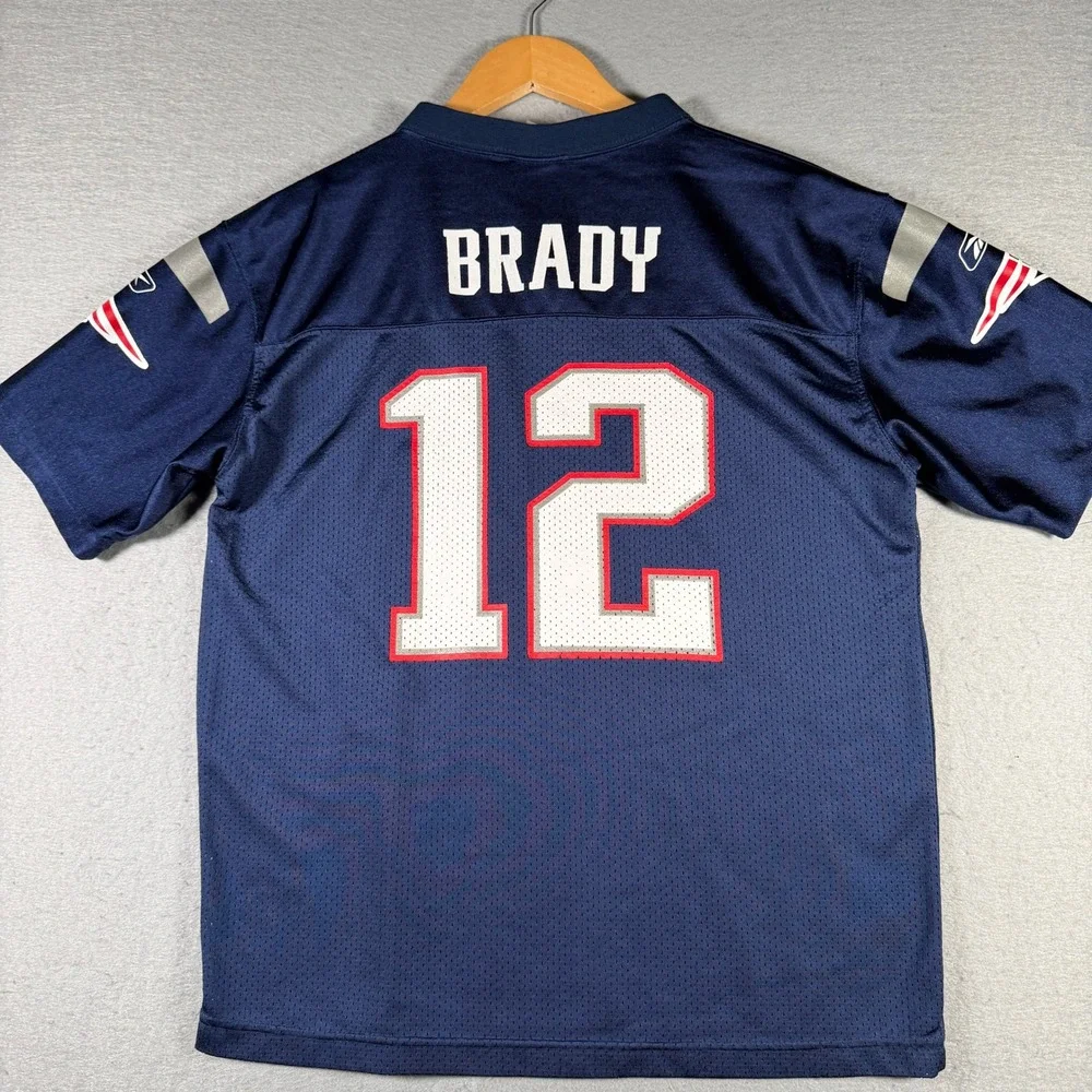 NFL‎ Players Tom Brady New England Patriots 12 Youth XL 18-20 Navy Blue Jersey